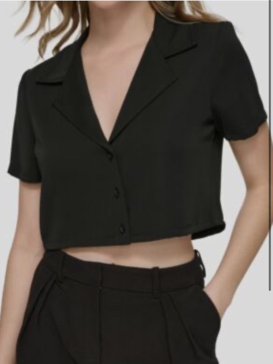 Calvin Klein Tops - Calvin Klein Black Cropped Button-Front Top